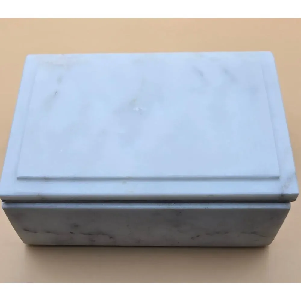 West Elm Brass Inlay Alabaster Marble Rectangular Trinket Box